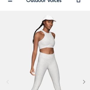 NWT 2pc Outdoor Voices Outfit Dove Leggings Crop Set